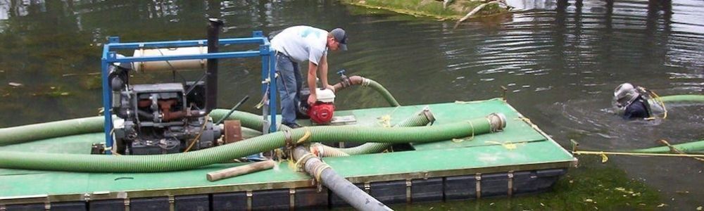 Man treating a lake