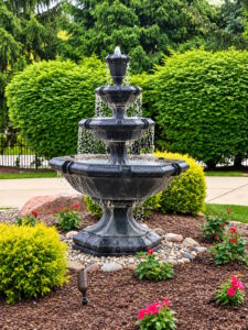 Multi-level decorative water fountain